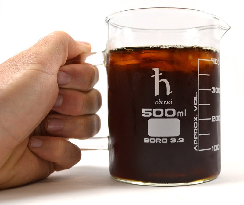 EISCO Premium Hand Crafted Beaker Mug, Thick Borosilicate 3.3 Glass, 16.9oz (500mL) Capacity - Large Size - Pint Glass or Coffee Mug Sized - Image 1